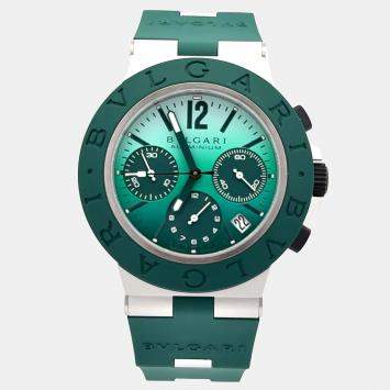 Pre Owned Bvlgari Aluminium 104076 Automatic Green Aluminium Men’s Wristwatch 40 mm