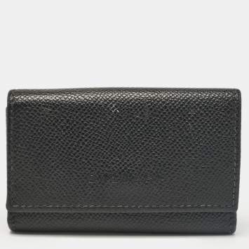 Bvlgari Black Leather Flap Key Holder 