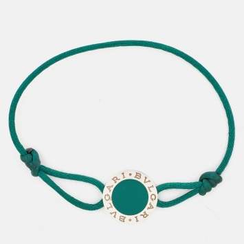 Bvlgari Bvlgari Green Enamel Sterling Silver Adjustable Cord Bracelet