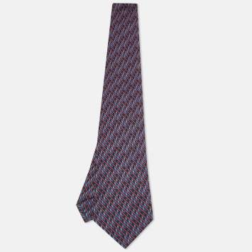 مملوكة مسبقًا Bvlgari Blue Diagonal Stripe Print Silk Traditional Tie