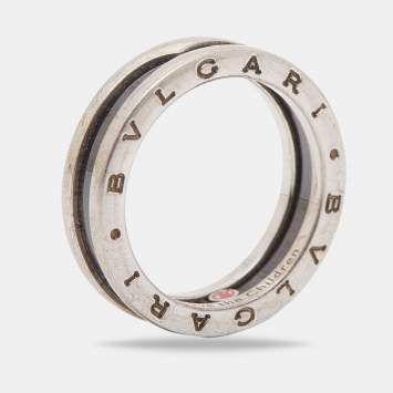 Bvlgari B.Zero1 Save The Children Black Ceramic Sterling Silver Ring Size 63