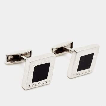 Bvlgari Onyx Sterling Silver Cufflinks