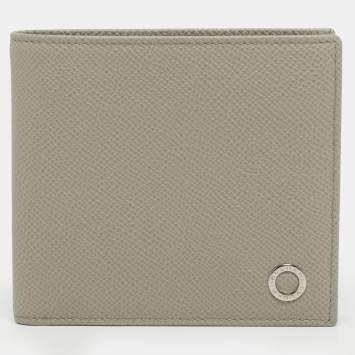 Pre Owned Bvlgari Light Grey Leather Bvlgari Bvlgari Bifold Wallet