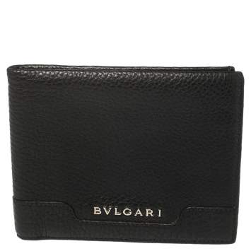 Bvlgari Black Leather Bifold Wallet