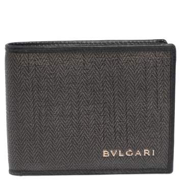 Bvlgari Dark Grey/Black Heritage Coated Canvas Bifold Wallet