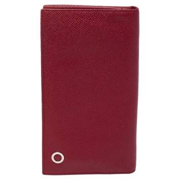 Pre Owned Bvlgari Red Leather Bvlgari Bvlgari Bifold Wallet 