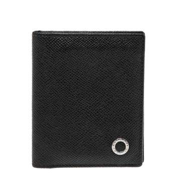 Pre Owned Bvlgari Black Grained Leather Bifold Wallet