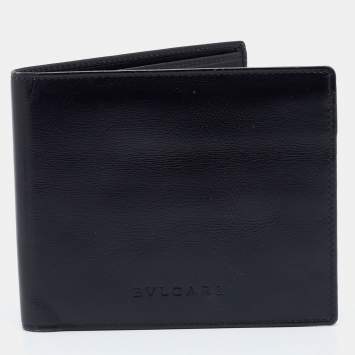 Pre Owned Bvlgari Black Leather Bifold Wallet 