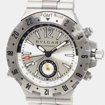 Bvlgari Silver Stainless Steel Diagono Automatic Men's Wristwatch 40 mm