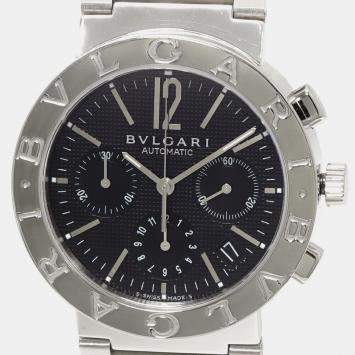 Bvlgari Black Stainless Steel Diagono Automatic Men's Wristwatch 38 mm