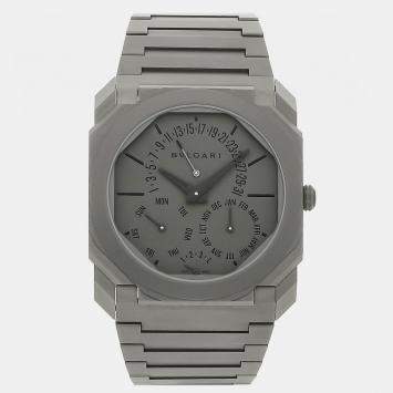 Pre Owned Bulgari Octo Finissimo Perpetual Calendar 103200 Automatic Grey Titanium Men’s Wristwatch 40mm