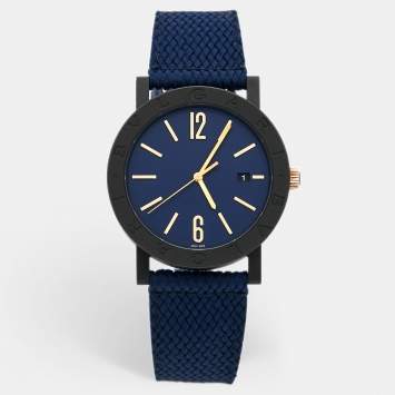 Bvlgari Blue DLC Coated Stainless Steel Rubber Bvlgari Bvlgari 103133 Men's Wristwatch 41 mm 