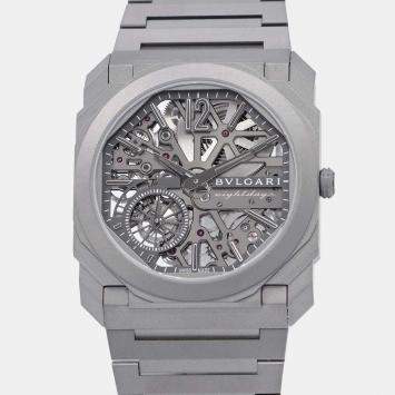 Bvlgari Grey Titanium Octo Finissimo 103610 Manual Winding Men's Wristwatch 40 mm