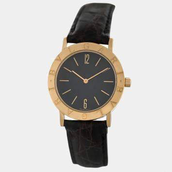 Bvlgari Black 18k Yellow Gold BB 33 GL 47 Quartz Men's Wristwatch 33 mm