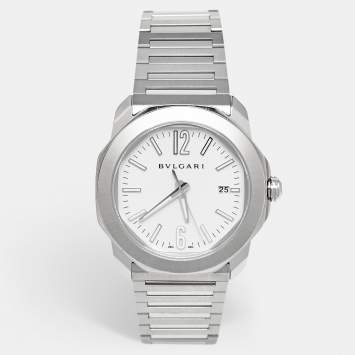 Pre Owned Bulgari White Stainless Steel Octo Roma 103738 Men's Wristwatch 41 mm