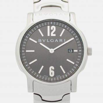 Pre Owned Bvlgari Solotempo ST35S Quartz Black Stainless Steel Men's Wristwatch 35 mm