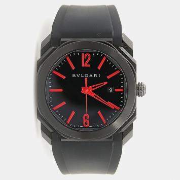 مملوكة مسبقًا Bvlgari Octo BGO41S Automatic Black Stainless Steel Men's Wristwatch 41mm
