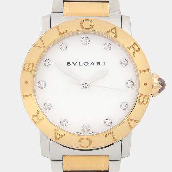 مملوكة مسبقًا Bvlgari Bvlgari BBLP37SG Automatic White Diamonds 18K Rose Gold Stainless Steel Women's Wristwatch 37mm