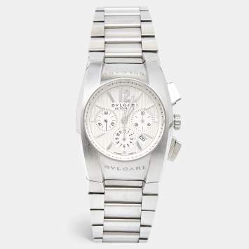 Bvlgari Silver Stainless Steel Ergon EG 35 S CH Men's Wristwatch 35 mm