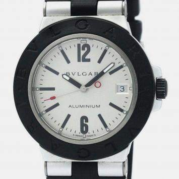 Bvlgari Silver Aluminium Diagono Automatic Men's Wristwatch 38 mm