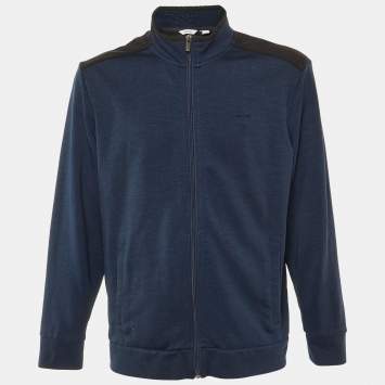 Pre Owned Calvin Klein Dark Blue Jersey Zip Up Jacket L 
