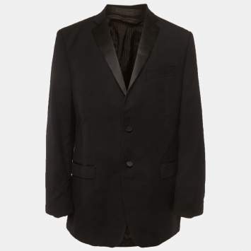 Pre Owned بليزر كالفن كلاين صوف بني مقاس كبير