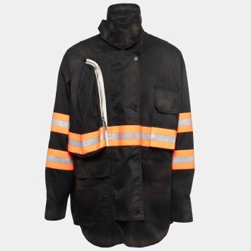 Pre Owned Calvin Klein Black Cotton Reflective Fireman Jacket M