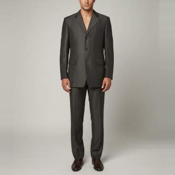 Pre Owned Canali Charcoal Grey Linen Blend Single Breasted Suit L