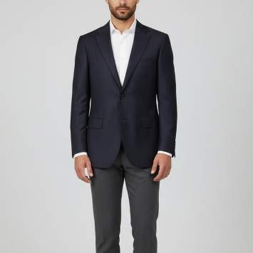Pre Owned Canali Navy Blue Stripe Wool Single Breasted Blazer L