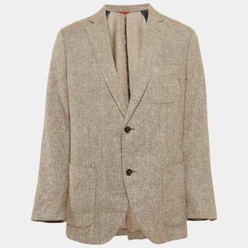 Carolina Herrera Beige Linen Blend Traditional Single Breasted Blazer XXL