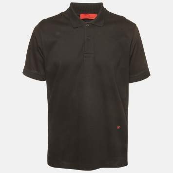 Pre Owned Carolina Herrera Black Cotton Jersey Polo T-Shirt XL
