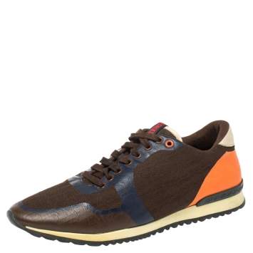 Pre Owned Carolina Herrera Multicolor Leather And Canvas Low Top Sneakers Size 43