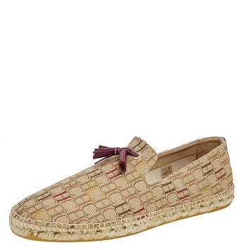 Pre Owned CH Carolina Herrera Beige Monogram Canvas Espadrille Flats Size 44.5