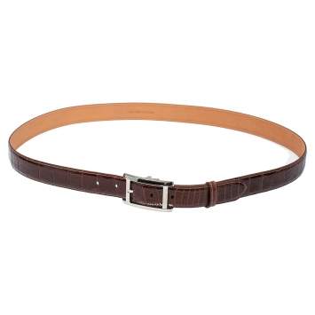 Pre Owned Cartier Brown Crocodile Tank America Belt 110CM