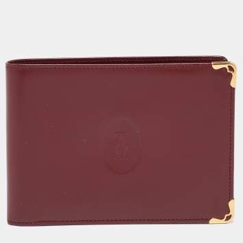 Pre Owned Cartier Burgundy Leather Must de Cartier Bifold