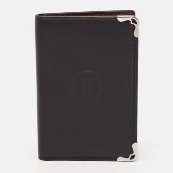 Pre Owned Cartier Black Leather Must de Cartier Card Holder