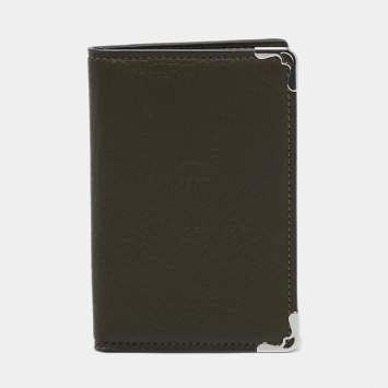 Cartier Khaki Green Leather Must De Cartier Card Holder