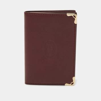 Pre Owned Cartier Burgundy Leather Must de Cartier Business Card Holder