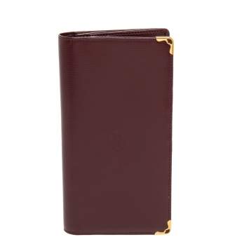 Pre Owned Cartier Burgundy Leather Must de Cartier Bifold Wallet