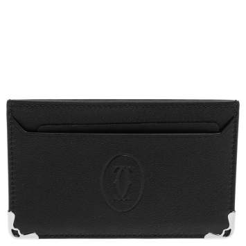 Pre Owned Cartier Black Leather Must de Cartier Card Holder