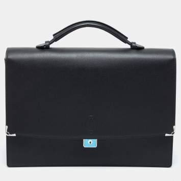 Pre Owned Cartier Black Leather Must De Cartier Briefcase