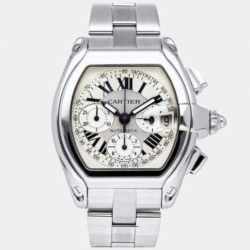 Pre Owned Cartier Roadster W62006X6 Automatic Silver Stainless Steel Men's Wristwatch 40 mm