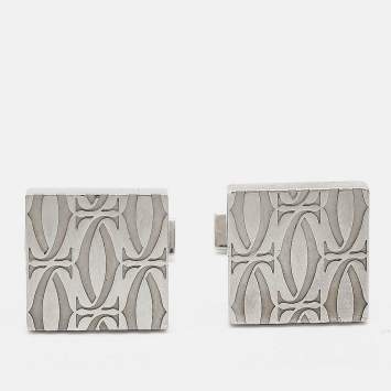 Pre Owned Cartierr C De Cartier Sterling Silve Decor Cufflinks