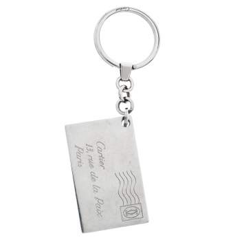 Pre Owned Cartier Silver Tone Envelope Logo Keyring
