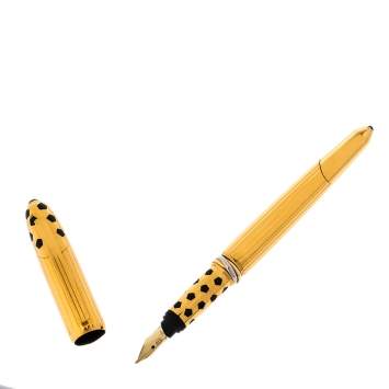 Pre Owned Cartier Panthere de Cartier Enamel Ribbed Gold Plated Fountain Pen