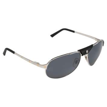 Pre Owned Cartier Brushed Ruthenium Tone/ Grey Santos de Cartier Aviator Sunglasses