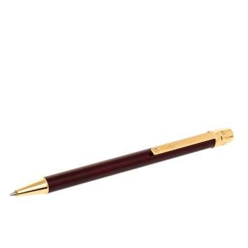 Pre Owned Cartier Gold Plated Burgundy Lacquer Santos de Cartier Ballpoint Pen