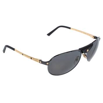 Pre Owned Cartier Black Santos Dumont Polarized Aviator Sunglasses