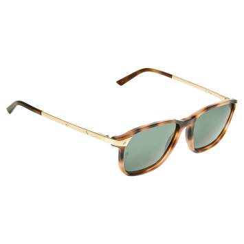 Pre Owned Cartier Brown Havana/ Green Santos de Cartier Wayfarer Sunglasses
