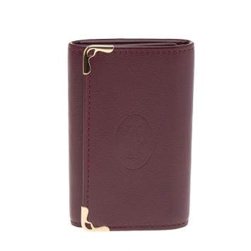 Pre Owned Cartier Burgundy Leather 6 Key Holder